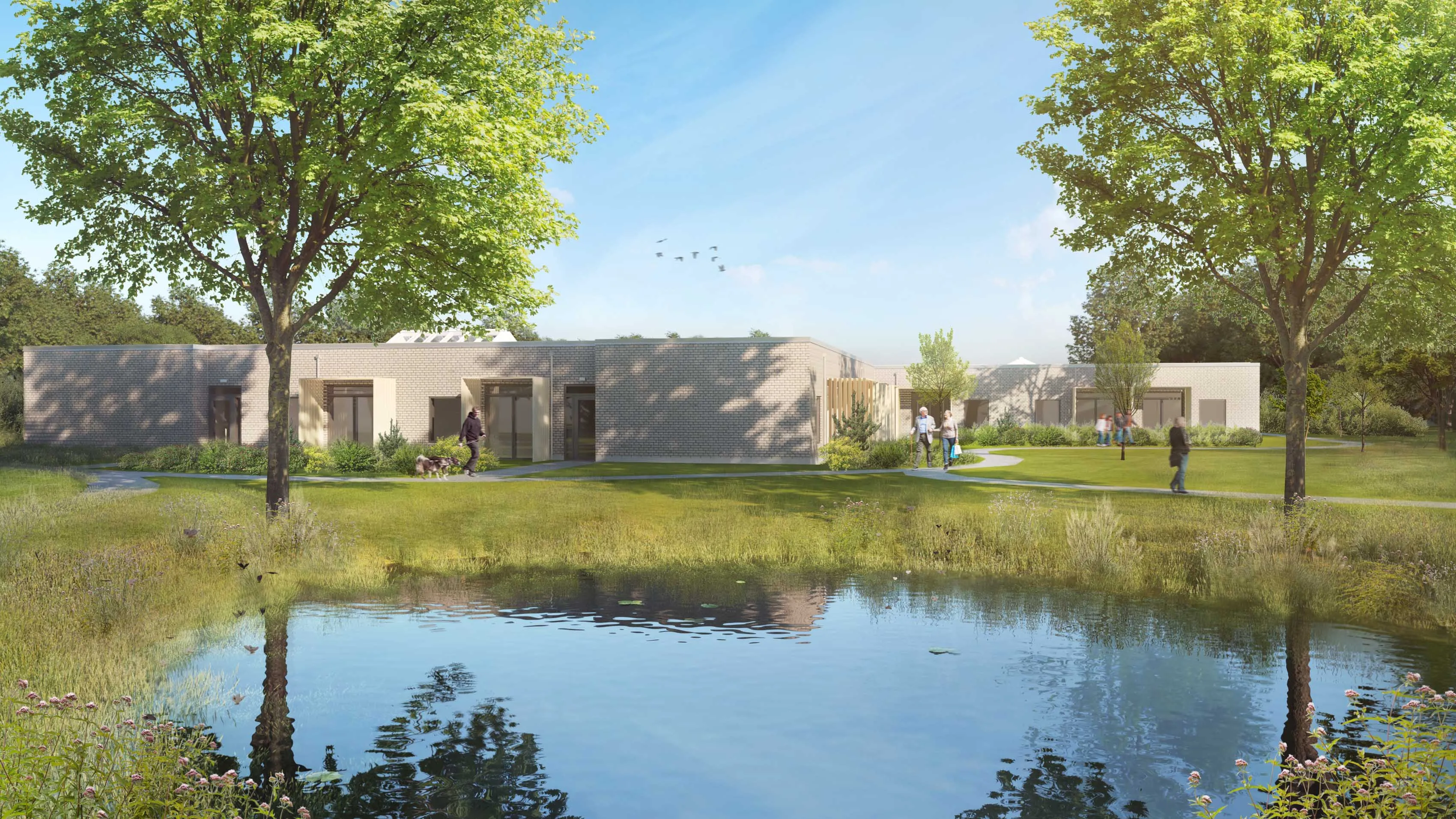 Arkitektonisk 3D-visualisering, fotorealistisk render af bygning