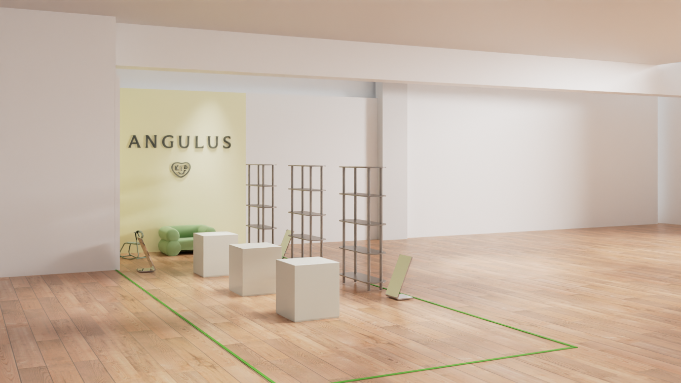 3D render showing an interior concept area marked out within a larger space